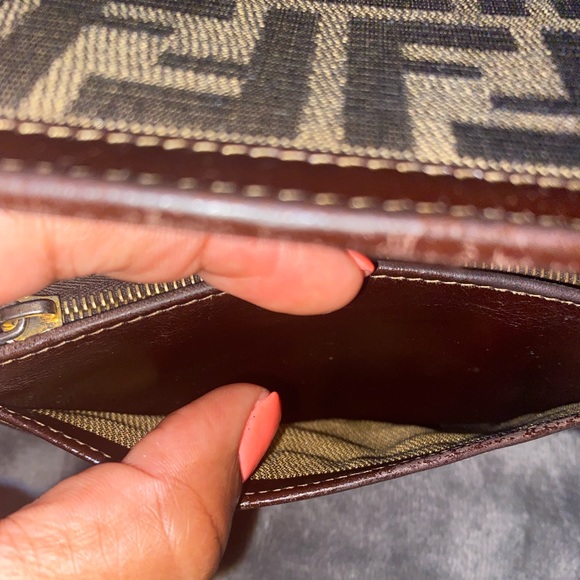 Authentic Fendi Zucca Wallet w/Brown Leather Trim - Picture 7 of 10